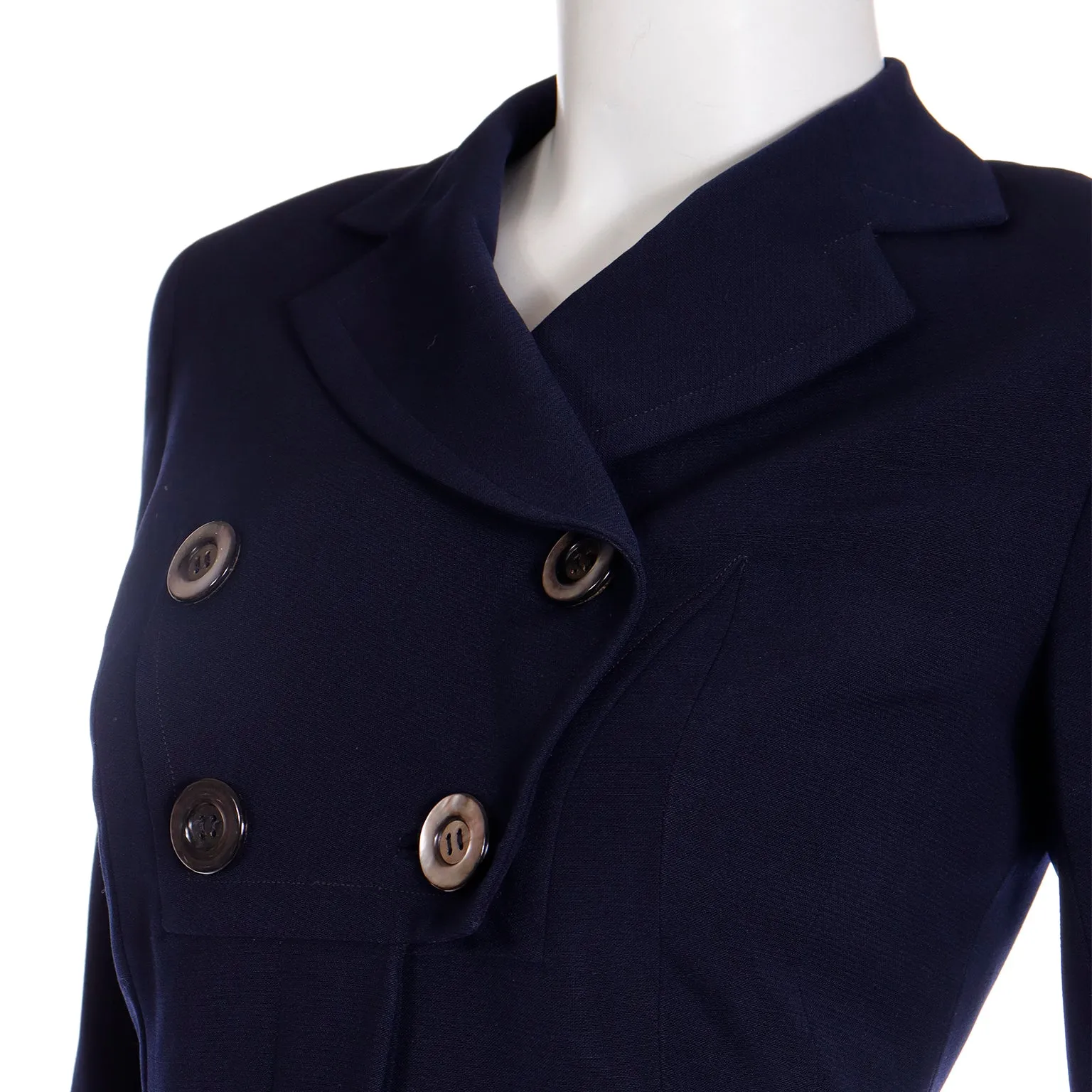 1940s Vintage WWII 2 Pc Navy Blue Skirt & Jacket Suit