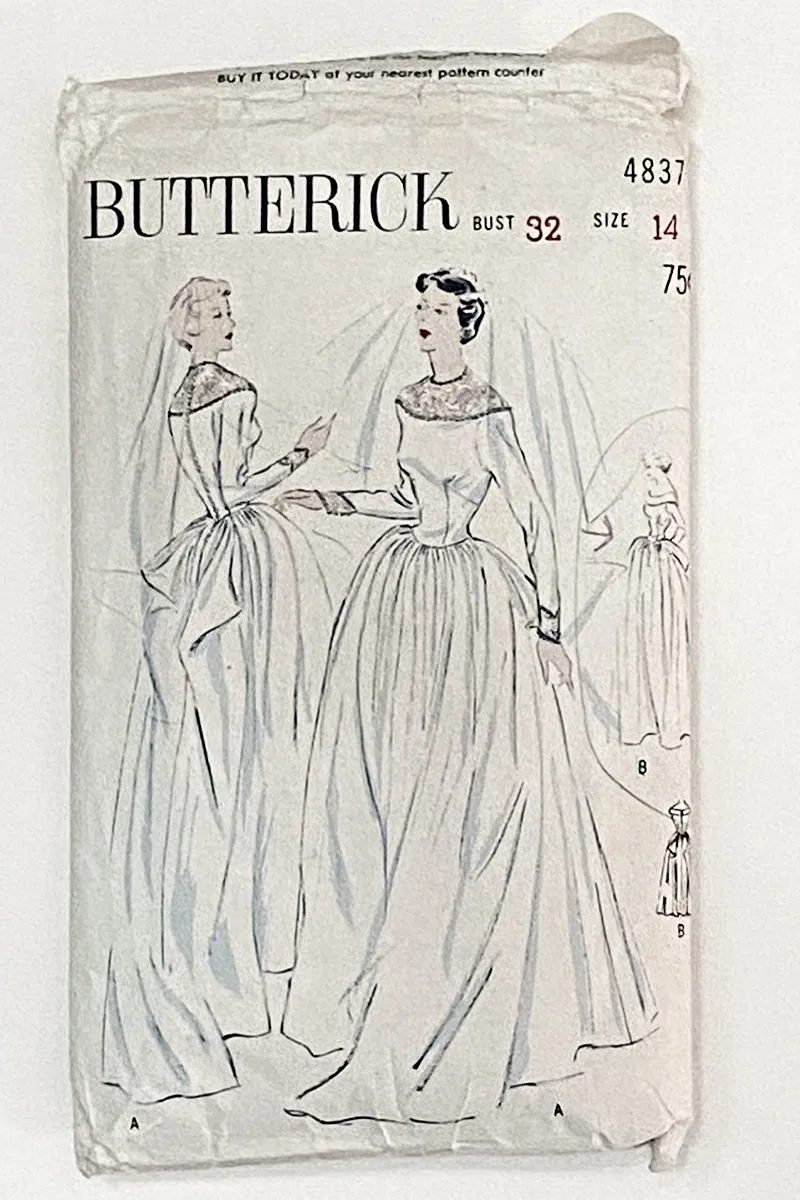 1949 Wedding Gown & Bridesmaid DressVintage Sewing Pattern Butterick 4837