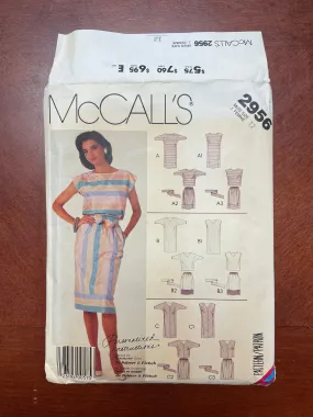 1987 McCall's 2956 Pattern - Dress, Top, Skirt, and Belt FACTORY FOLDED