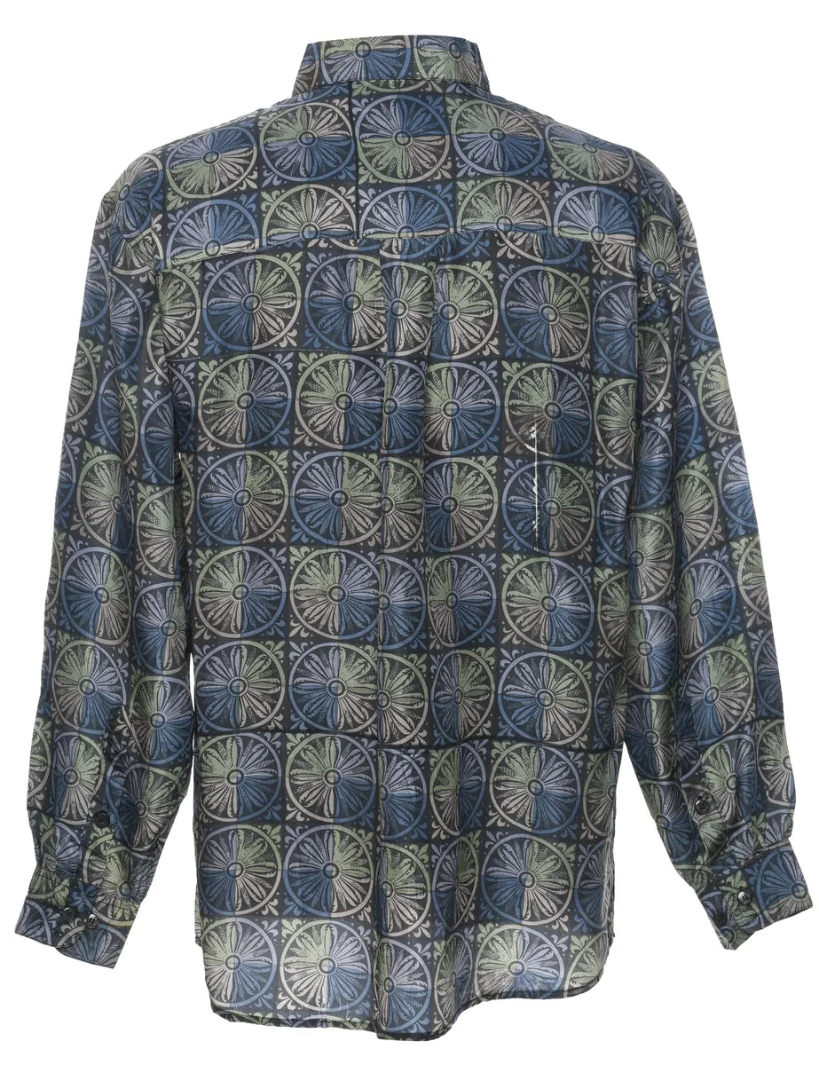 1990s Silk Patterned Shirt - M