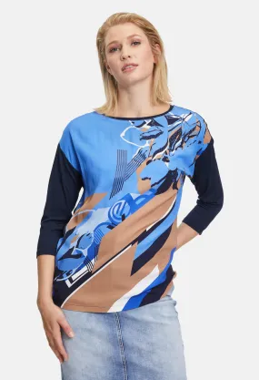 3/4 Sleeve Abstract Print Top