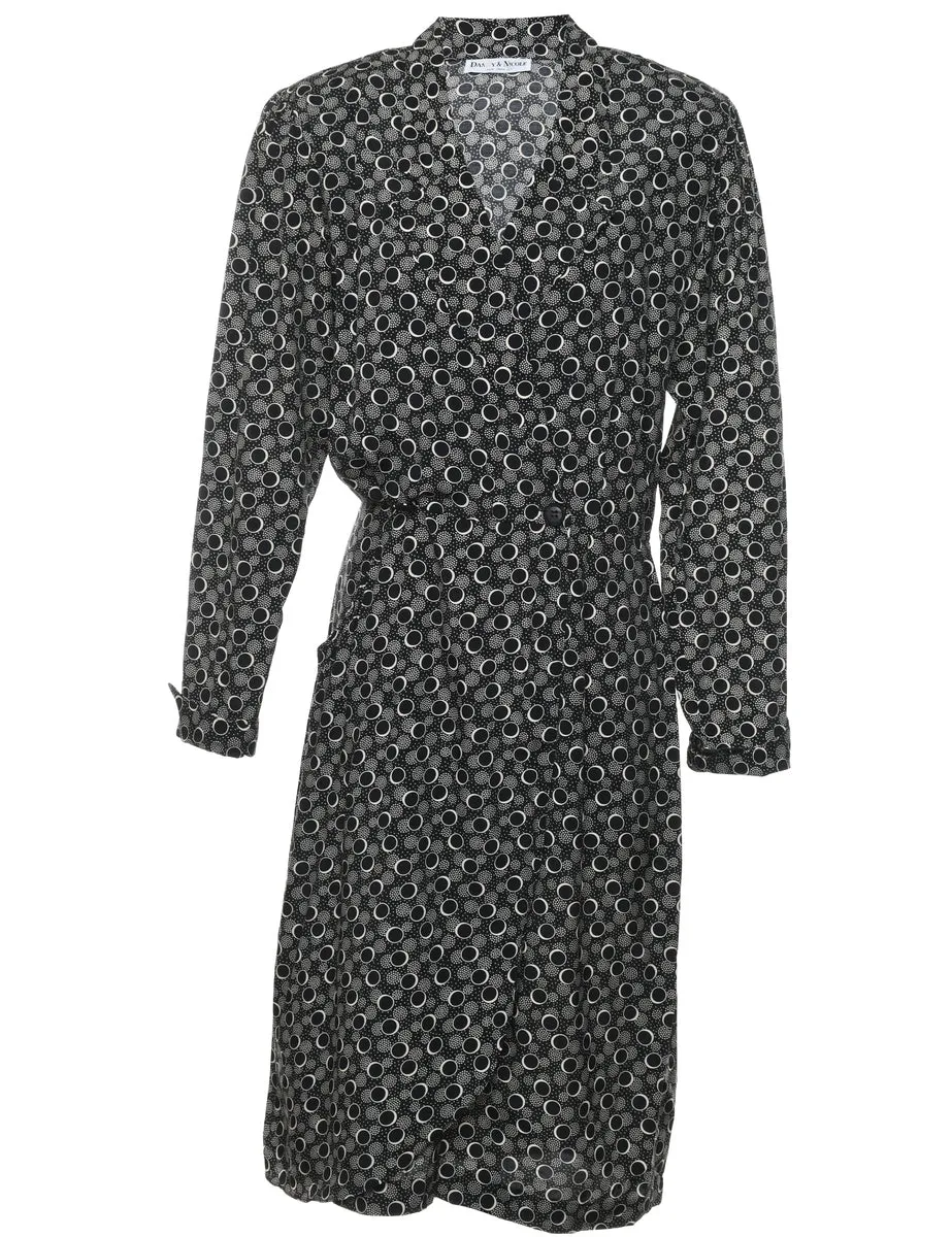 Abstract Pattern Blouson Dress - L