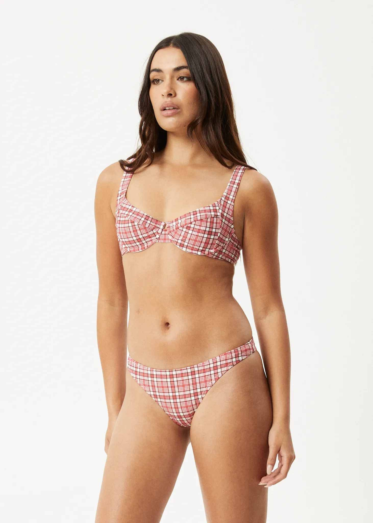 AFENDS Womens Check Out - Bikini Bottom - Red Check