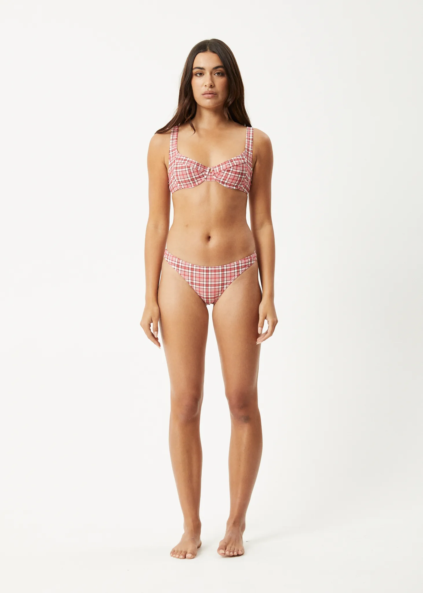 AFENDS Womens Check Out - Bikini Bottom - Red Check