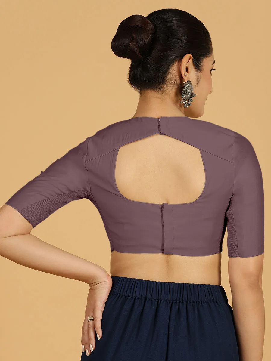 Amisha x Rozaana | Elbow Sleeves Saree Blouse in Purple Mauve