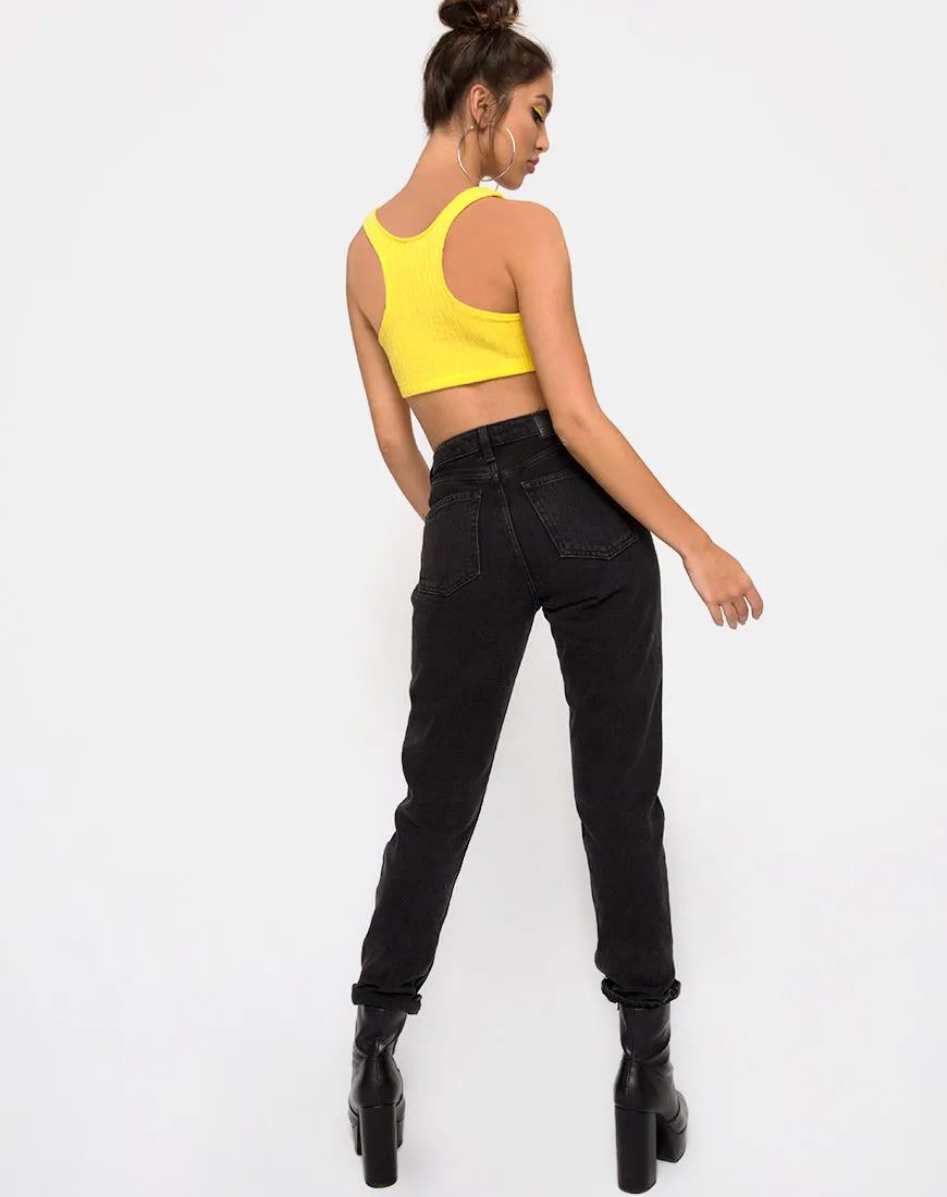 Berries Crop Top in Rib Knit Yellow