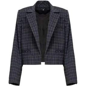 CROPPED JACKET "HAGER" IN CHECKED BLUE