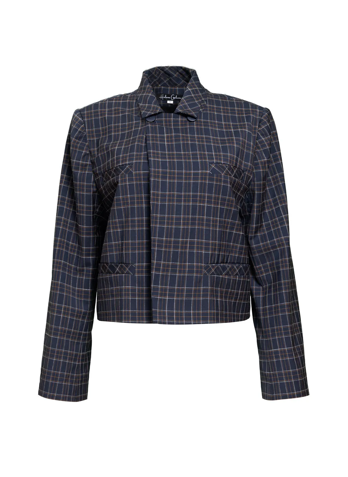 CROPPED JACKET "HAGER" IN CHECKED BLUE