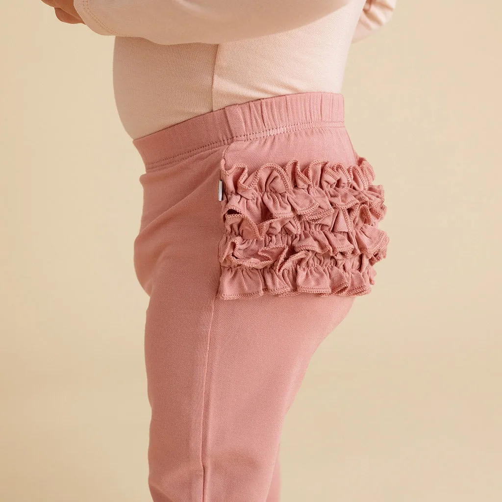 Dusty Rose Ruffled Bum Leggings