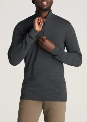 Everyday Quarter-Zip Tall Men's Sweater in Charcoal Mix