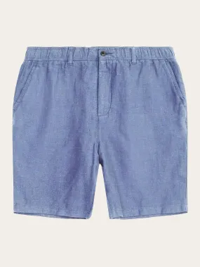 FIG loose herringbone linen elastic waist shorts - GOTS/Vegan - Moonlight Blue