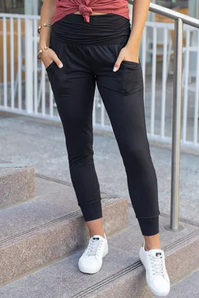 High Waist Pleated Pocket Leggings