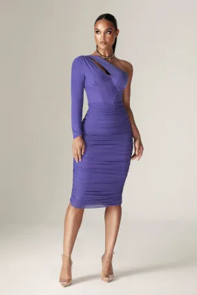 Lida Asymmetrical Cut-Out Midi Dress (Ultra Violet)