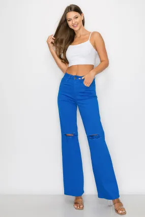 LVB-230 ROYAL HIGH WAISTED SUPER-STRETCH COLORED WIDE LEG JEANS