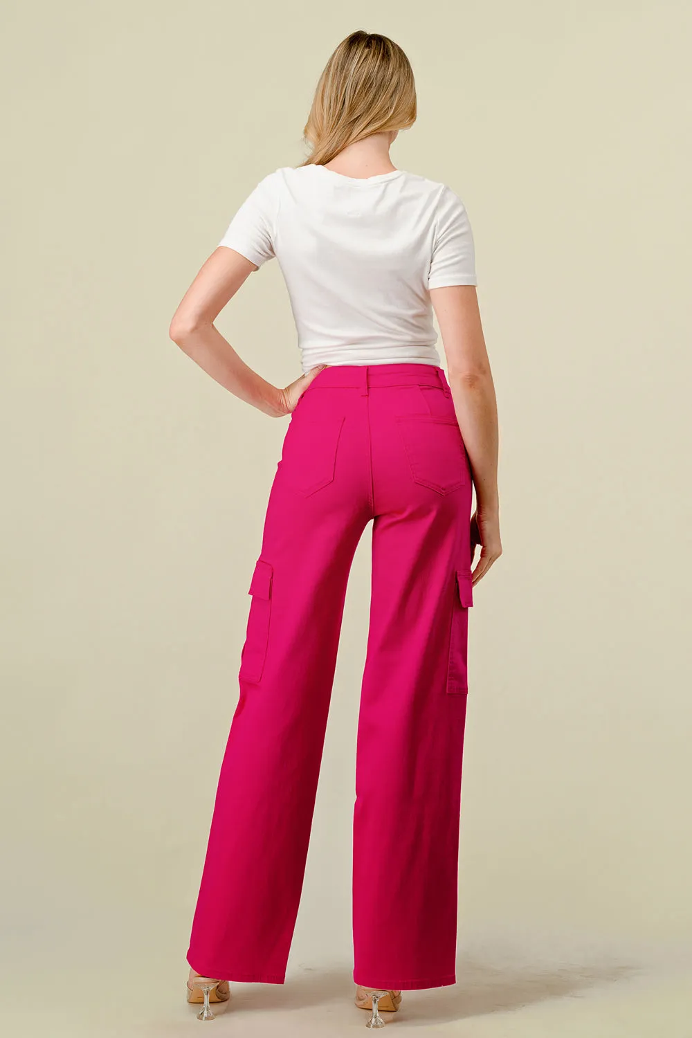 LVB-600 MAGENTA HIGH WAISTED SUPER-STRETCH CARGO PANTS