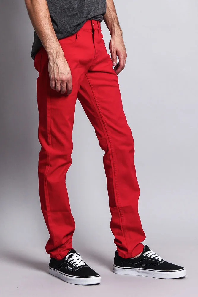 Men's Essential Skinny Fit Colored Jeans (Red)