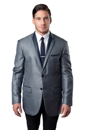 Navy Houndstooth Pattern Modern Fit Dinner Jacket