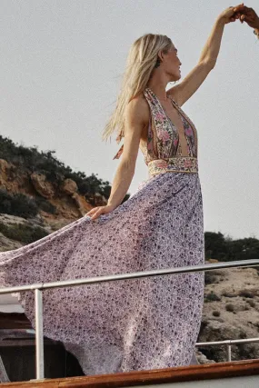 Sienna Halter Maxi Dress | Lilac