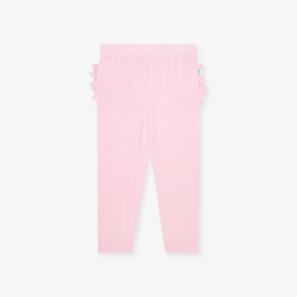 Springtime Pastel Pink Ruffled Bum Leggings