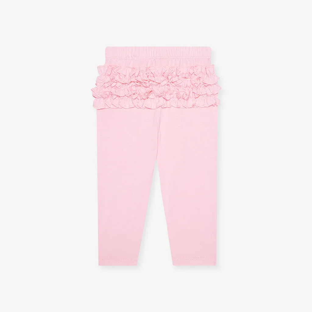 Springtime Pastel Pink Ruffled Bum Leggings