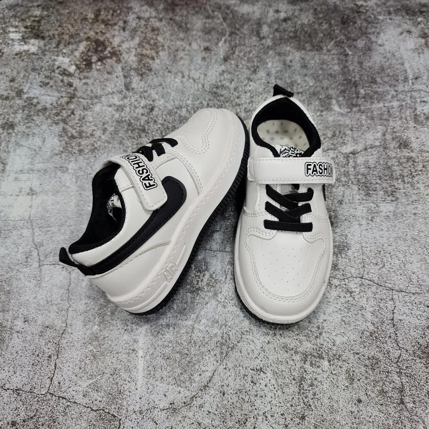 White Contrast Kids Shoes