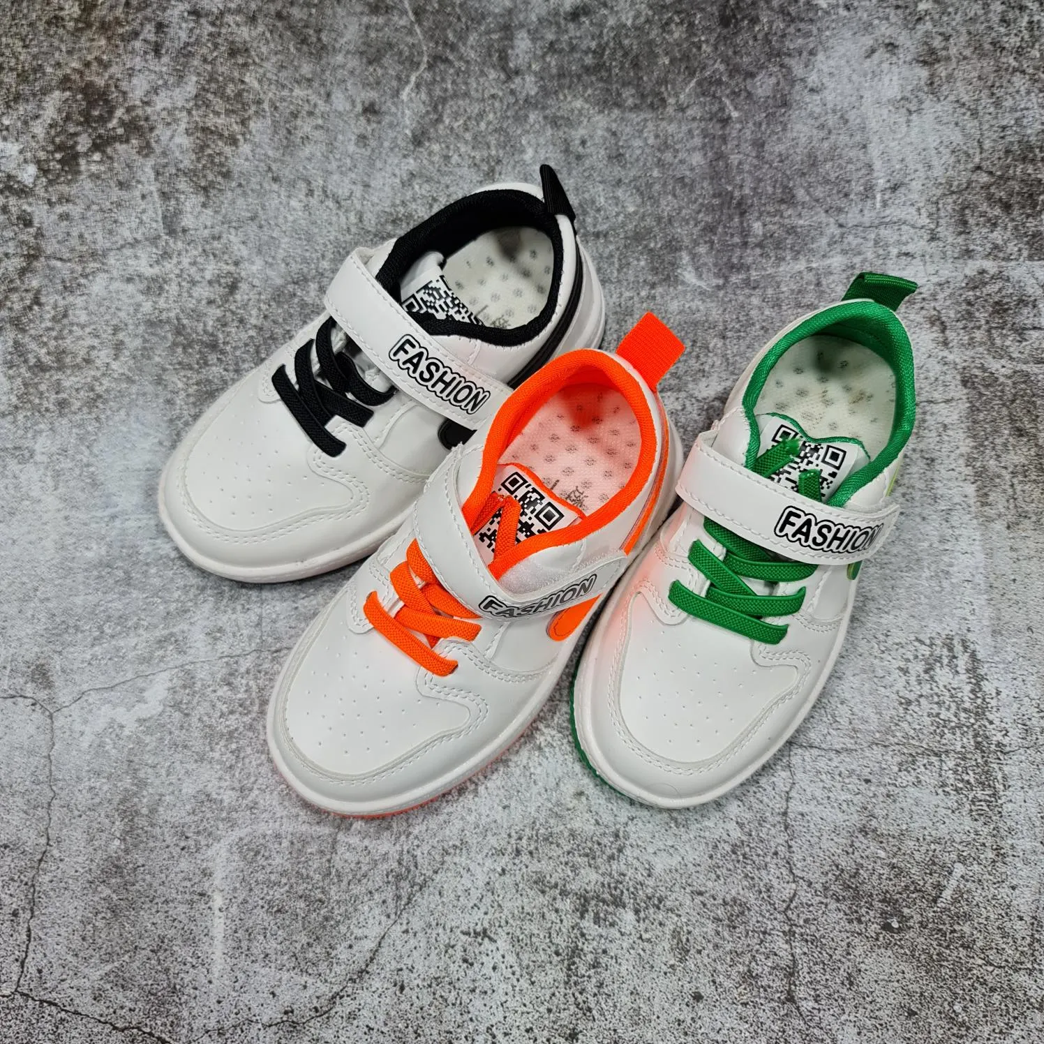 White Contrast Kids Shoes