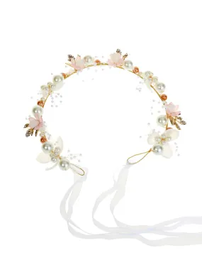 Yellow Chimes Bridal Hair Vine for Women and Girls Bridal Hair Accessories for Wedding Crown Headband Hair Accessories Wedding Jewellery for Women Floral Pearl Bridal Wedding Head Band Hair Vine