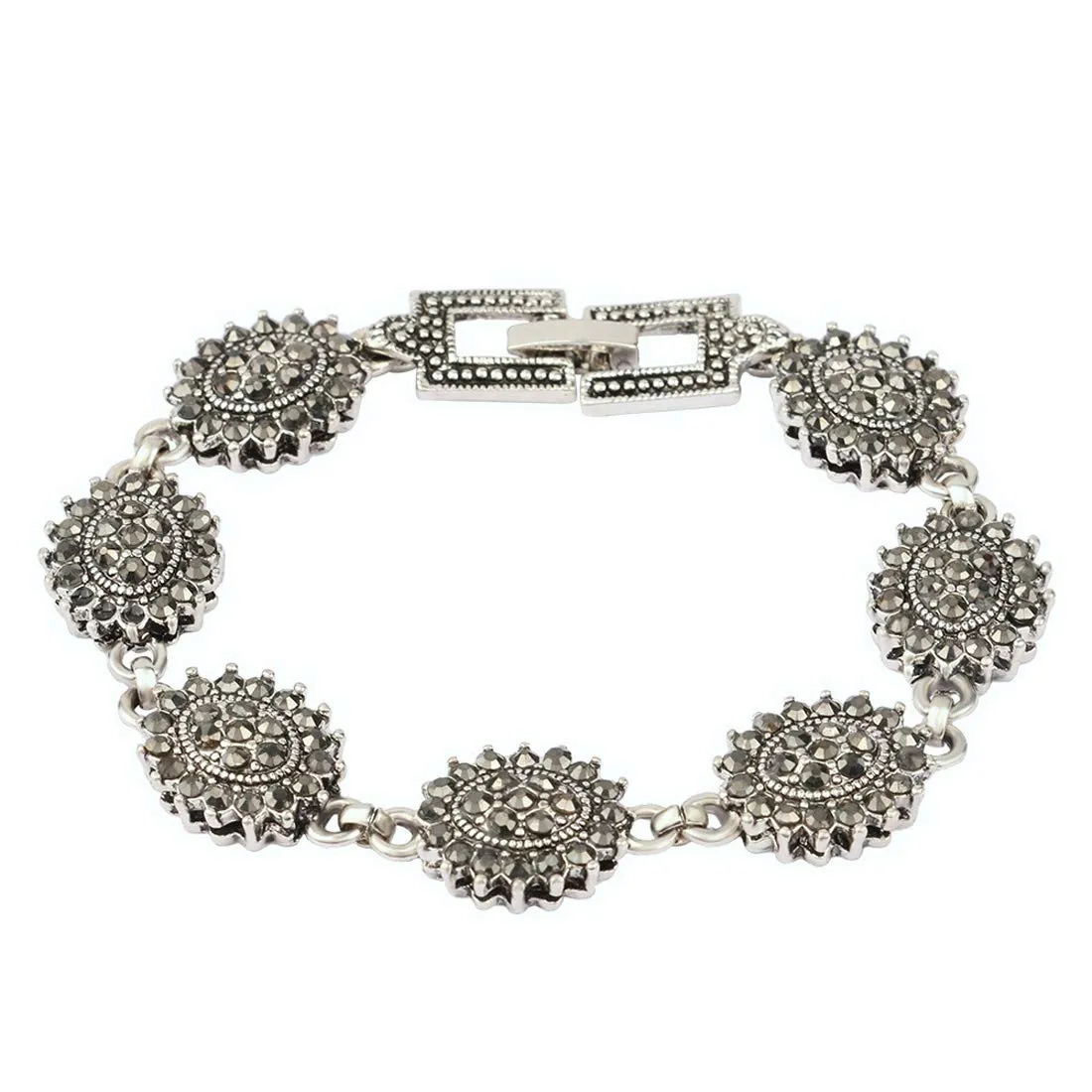 Yellow Chimes Handcraft Crystals Fancy Collection Oxidized Silver Bracelet for Girls and Women